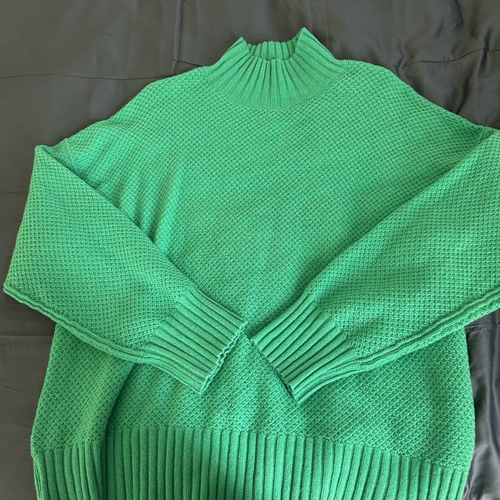 Everlane Vibrant Green Cashmere Turtleneck Sweater